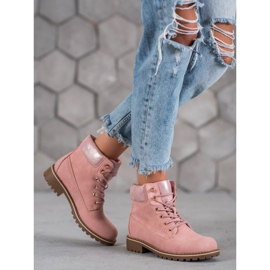 Super Me Wiązane Trapery różowe 1