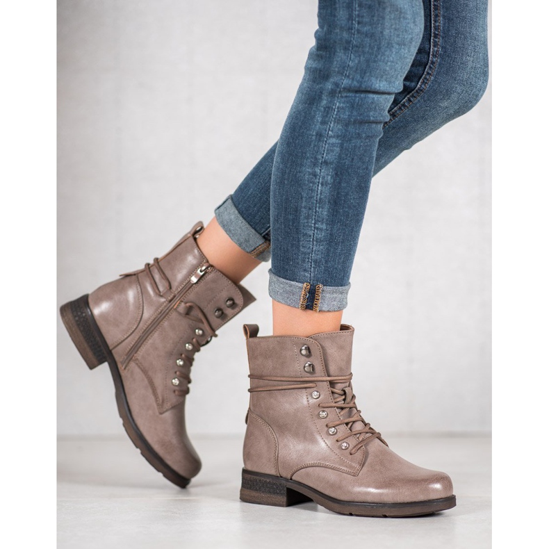 SHELOVET Botki Z Eko Skóry brązowe 1