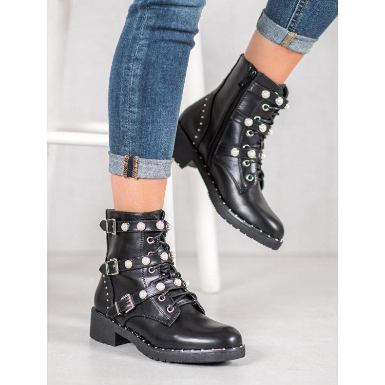 Seastar Workery Z Perełkami czarne 2