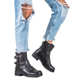 J. Star Modne Rockowe Botki czarne 2