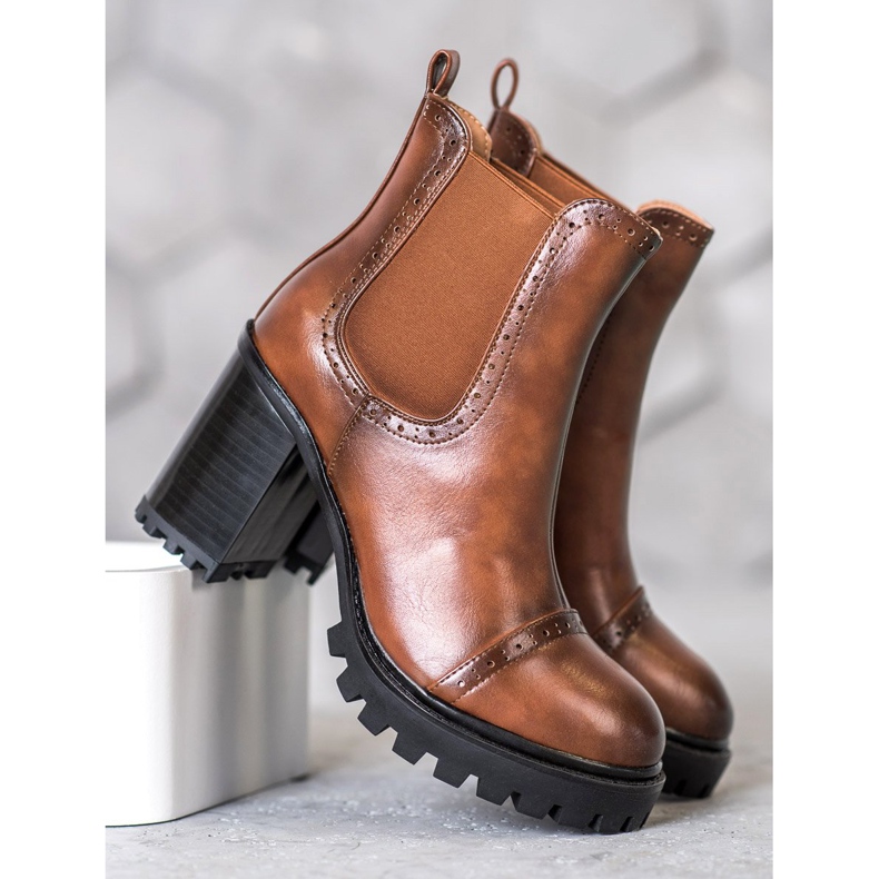 Seastar Wsuwane Botki Na Platformie brązowe 1