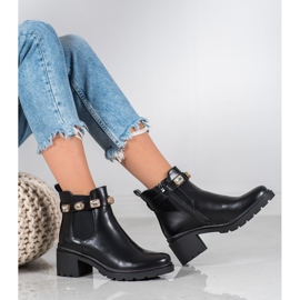 Seastar Botki Z Kryształkami czarne żółte 1