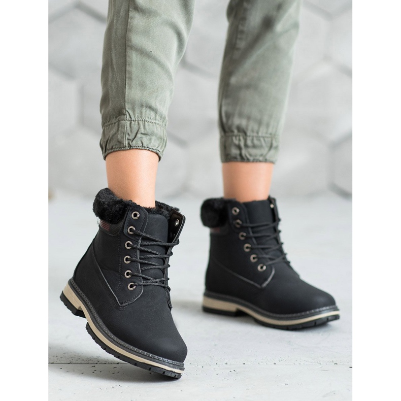 SHELOVET Trapery Z Futerkiem czarne 1