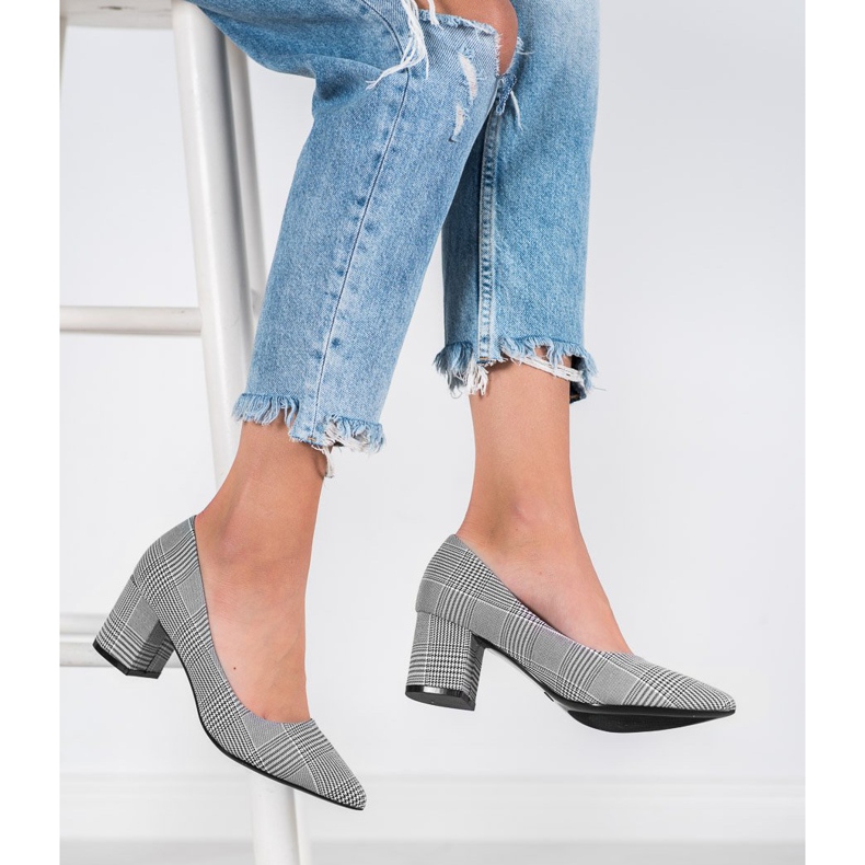 Seastar Czółenka W Kratkę białe czarne 2