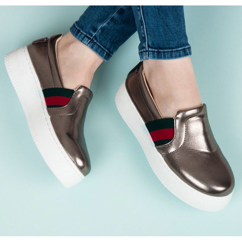 Kylie Slipony Na Platformie szare 1