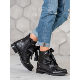 Bestelle Botki Wiązane Wstążką czarne 1