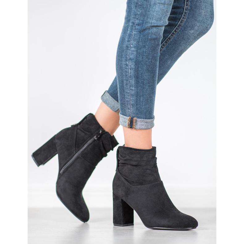 SHELOVET Klasyczne Botki Na Obcasie czarne 1