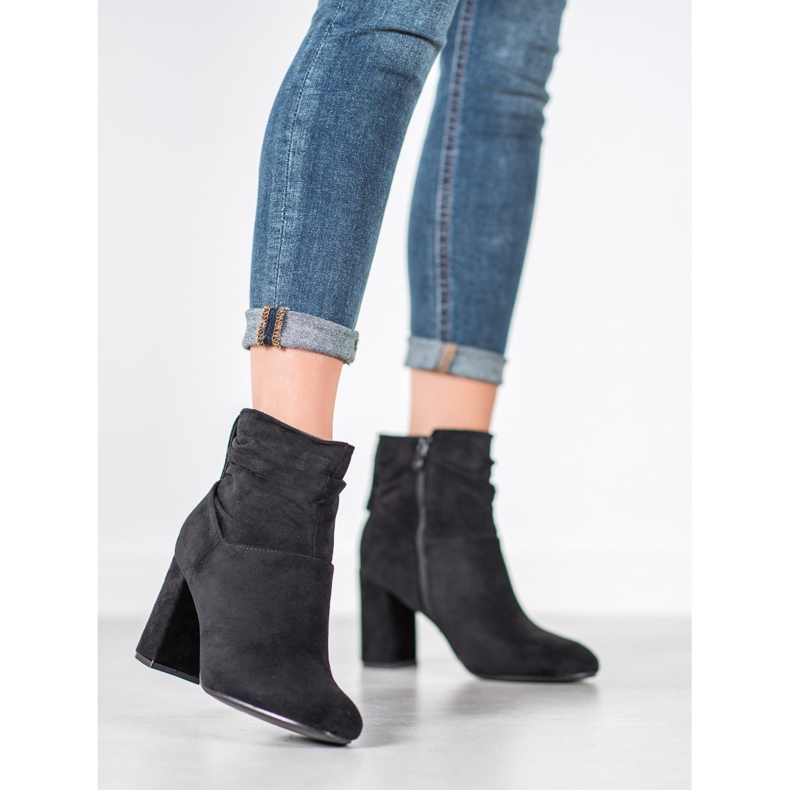 SHELOVET Klasyczne Botki Na Obcasie czarne 2