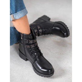 SHELOVET Sznurowane Workery czarne 1