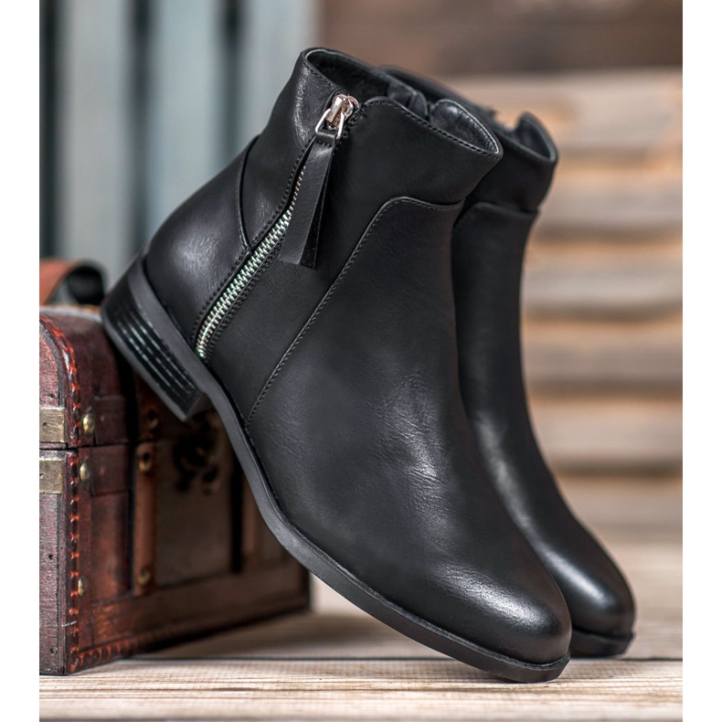 SDS Czarne Botki Z Suwakiem 1