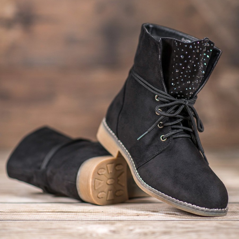 Botki Z Kryształkami czarne 1