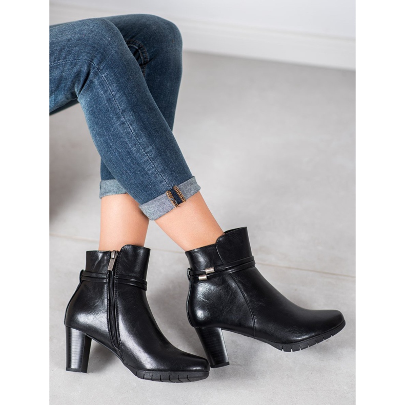 Klasyczne Botki Na Słupku czarne 2