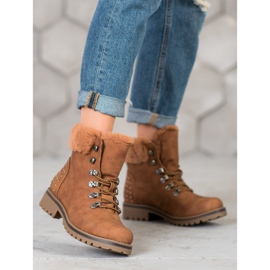 SHELOVET Traperki Z Dżetami brązowe 2