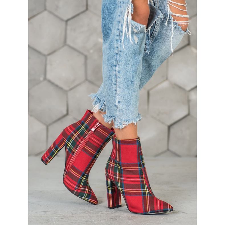 Seastar Stylowe Botki Na Słupku czerwone wielokolorowe 1