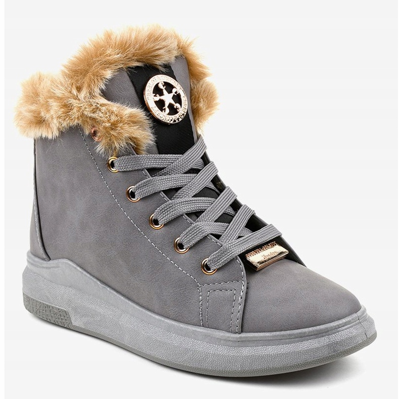 Ocieplane szare trampki TL135-3 1