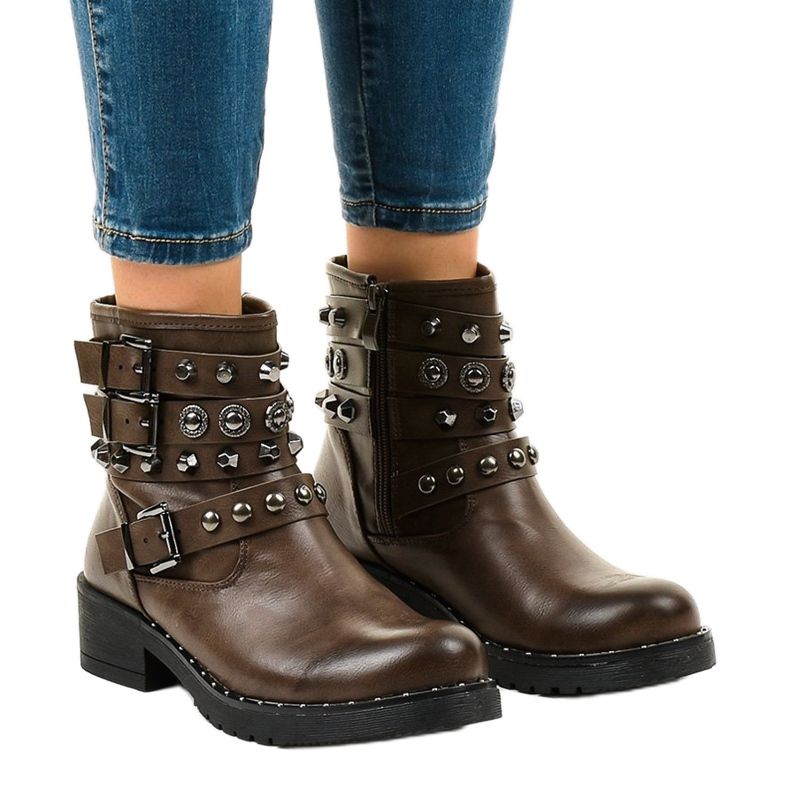 Brązowe botki ocieplane 77-8 zielone 1