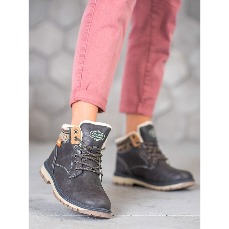 Arrigo Bello Sznurowane Trapery szare 2