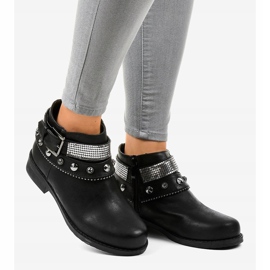 Czarne botki zdobione na suwak LL178 2