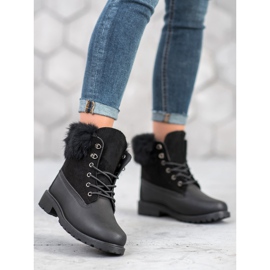 SHELOVET Traperki Z Futerkiem czarne 1