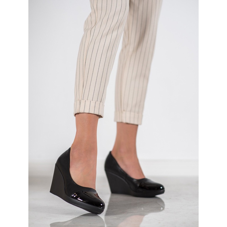 J. Star Czółenka Na Koturnie czarne 2