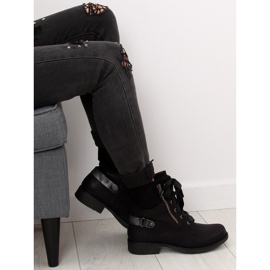 Botki sznurowane workery czarne 17103-2 Black Ii Gatunek 1