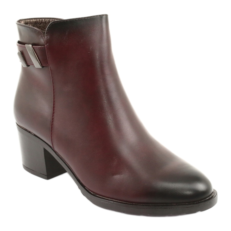 M.Daszyński Botki na suwak ocieplane Daszyński SA153 bordo czerwone wielokolorowe 1