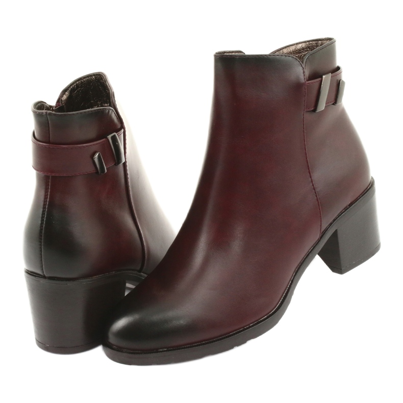 M.Daszyński Botki na suwak ocieplane Daszyński SA153 bordo czerwone wielokolorowe 4