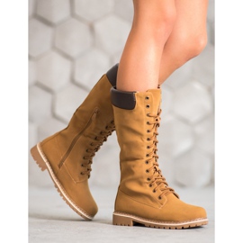 Seastar Ciepłe Sznurowane Kozaki brązowe 1