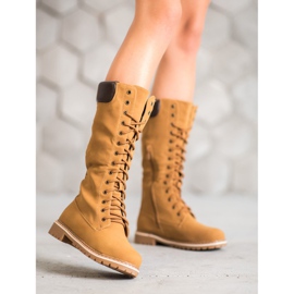 Seastar Ciepłe Sznurowane Kozaki brązowe 2