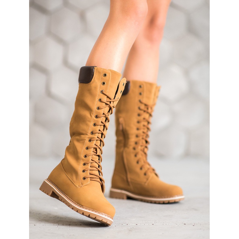 Seastar Ciepłe Sznurowane Kozaki brązowe 2