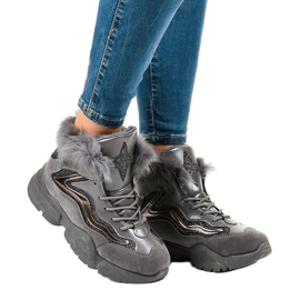 Ocieplane szare trampki LS-2062 1