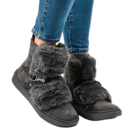 Szare zamszowe ocieplane botki GF-QB08 1