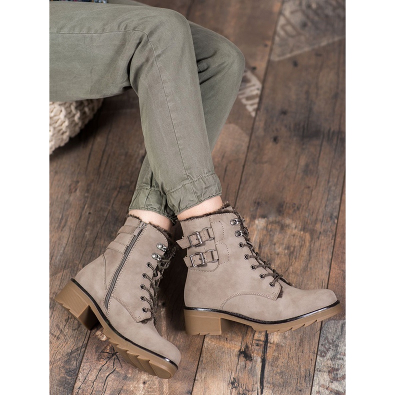 Sergio Leone Ciepłe Sznurowane Botki brązowe 2