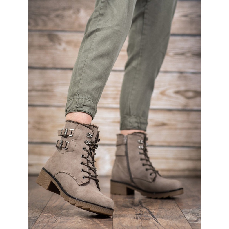 Sergio Leone Ciepłe Sznurowane Botki brązowe 1