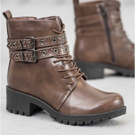 SHELOVET Sznurowane Workery brązowe 1