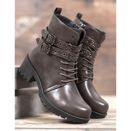 SHELOVET Sznurowane Workery szare 1