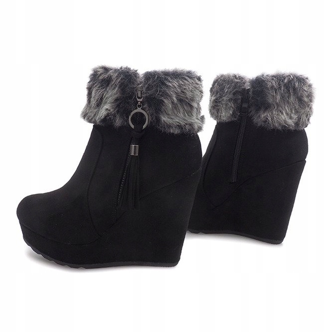 Botki Na Koturnie 58-385 Czarny czarne 1