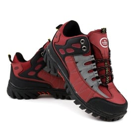 Czerwone damskie buty trekkingowe W317 czarne 2
