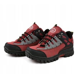 Czerwone damskie buty trekkingowe W317 czarne 3