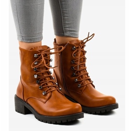 Brązowe ocieplane botki militarki K-9922 1