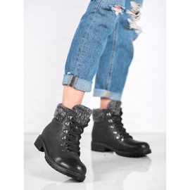 SHELOVET Czarne Sznurowane Botki 2