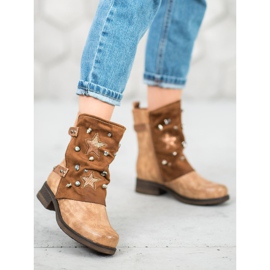 Super Mode Zdobione Workery brązowe 1