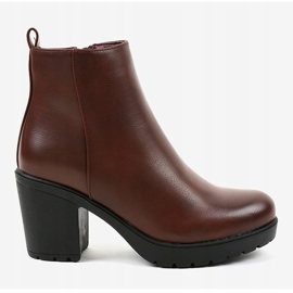 Bordowe botki na słupku BM172 czerwone 2