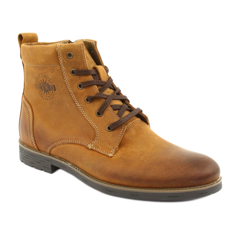 Wysokie botki trzewiki na suwak Riko 884 crazy sunny brązowe żółte 1