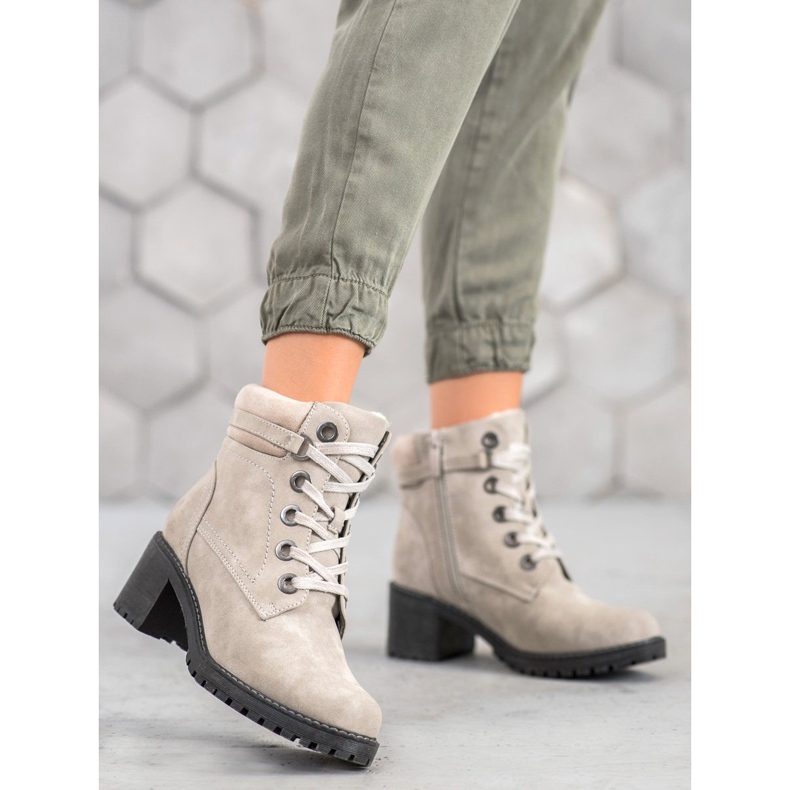 Goodin Ocieplane Botki Na Obcasie szare 1