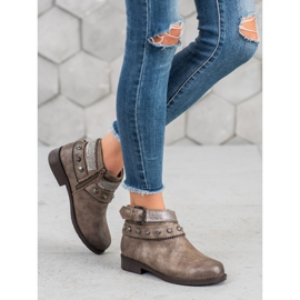 Forever Folie Botki Z Dżetami brązowe 1