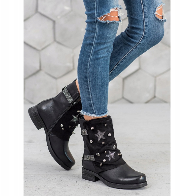 Super Mode Zdobione Workery czarne 1