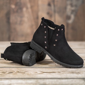 SHELOVET Botki Z Ćwiekami czarne zielone 1