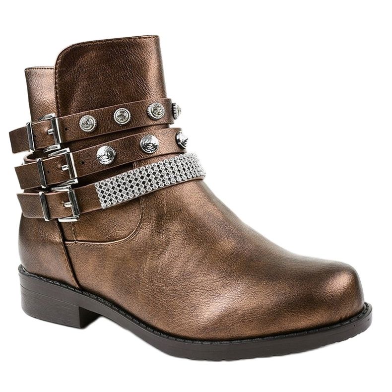 Brązowe botki bogato zdobione LL179 1