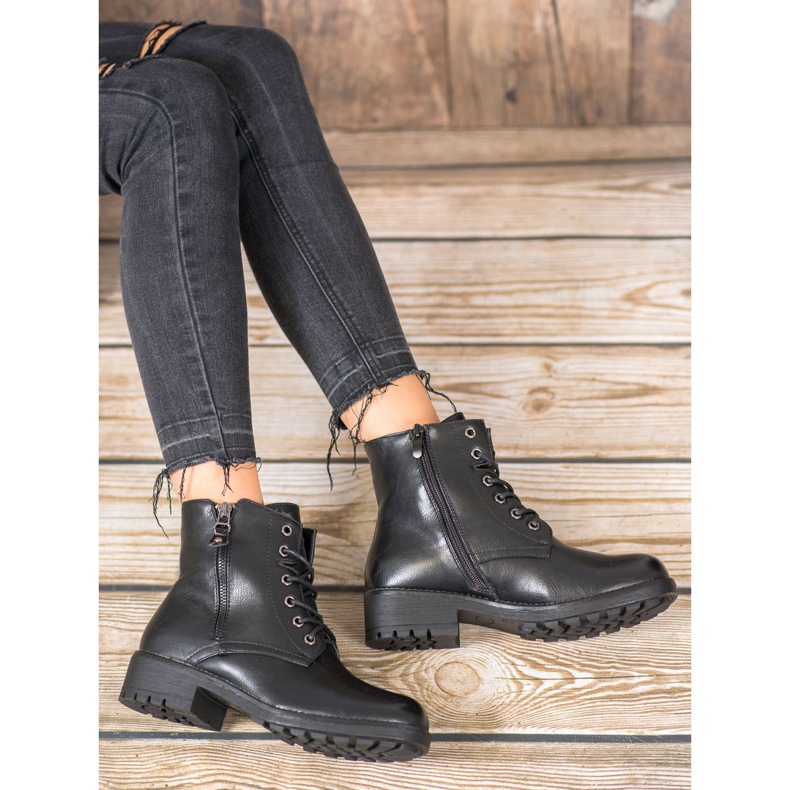 J. Star Klasyczne Trapery Z Eko Skóry czarne 1